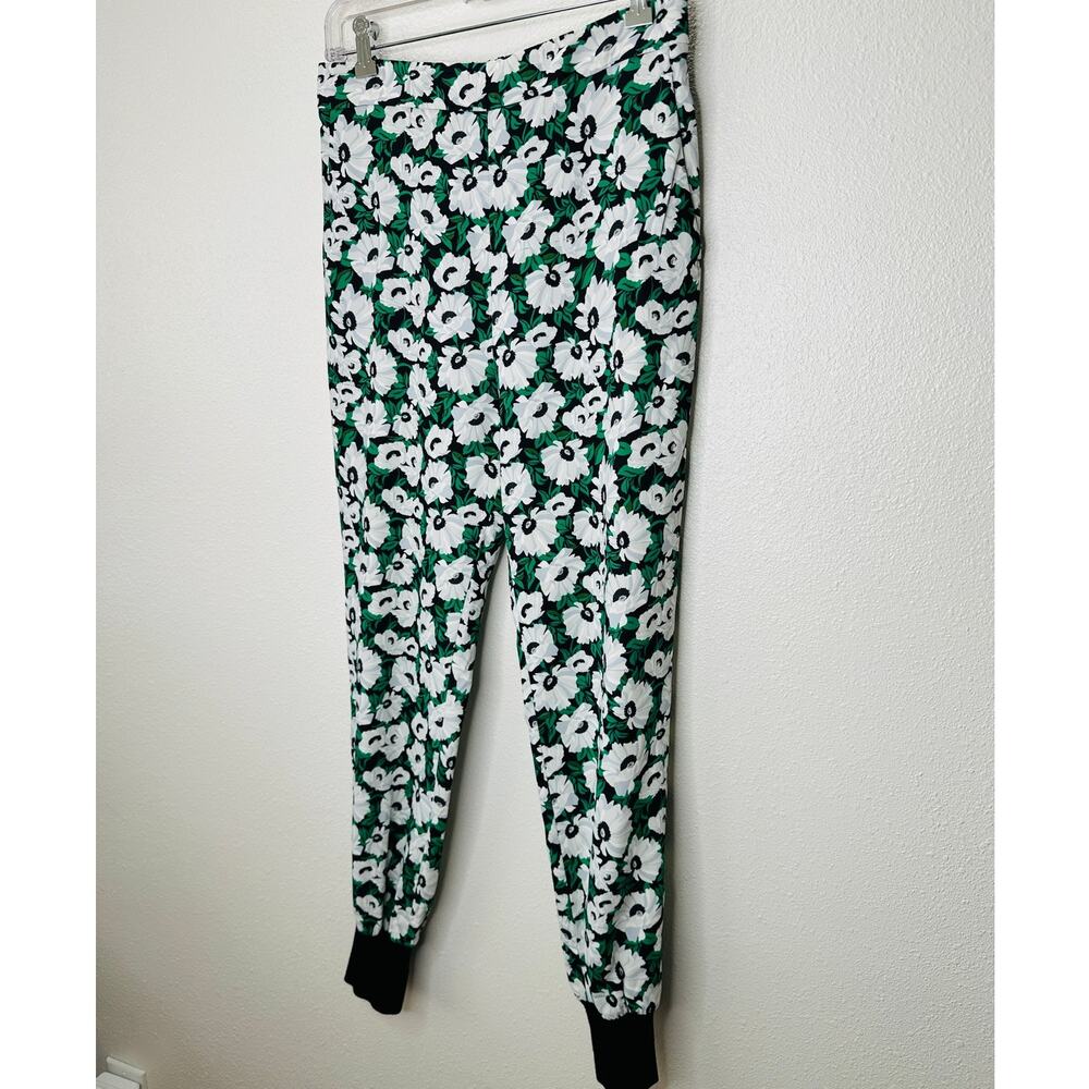 Stella McCartney White Black Green Floral Print Julia Flora Jogger Pants M